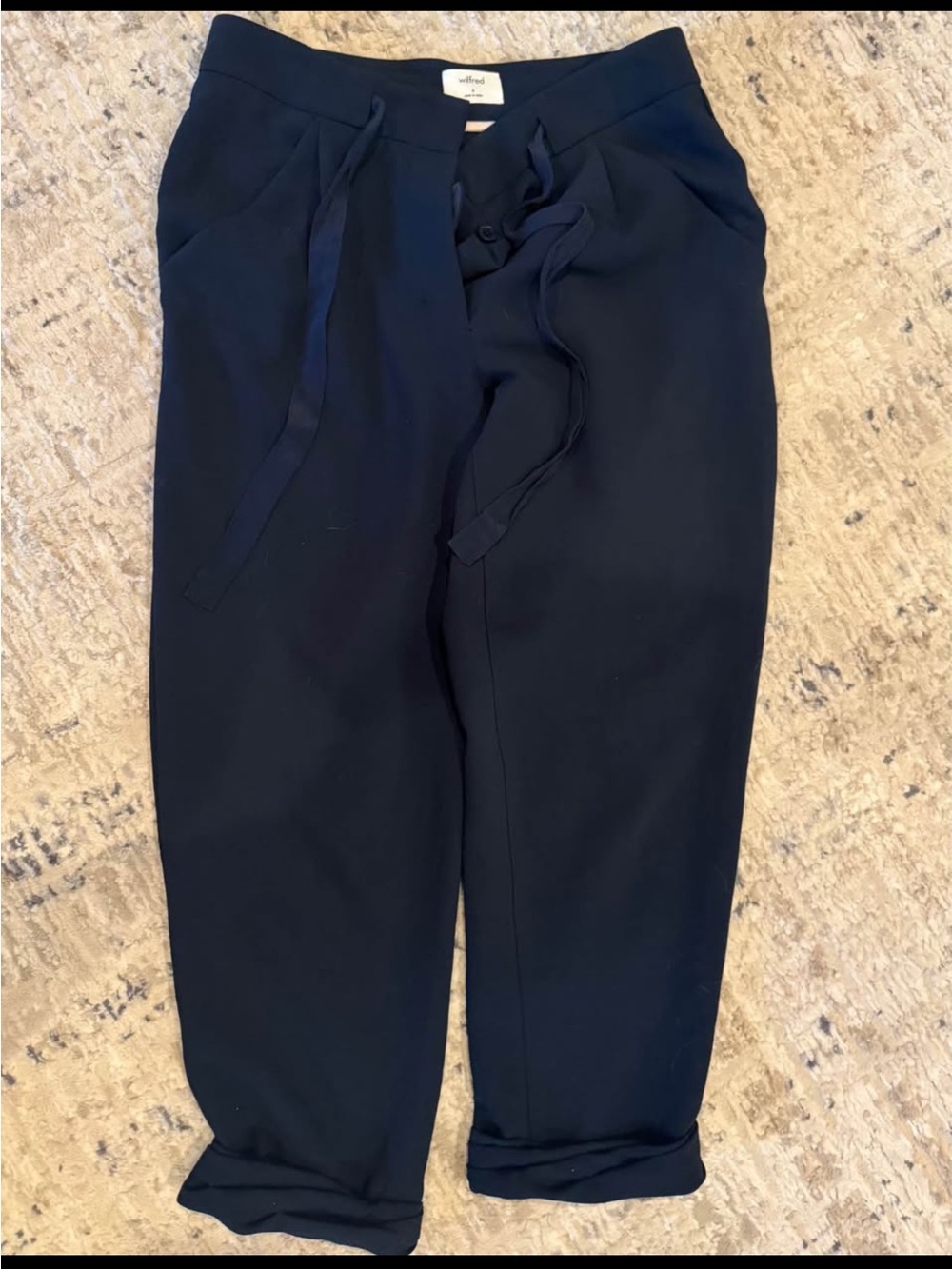 Aritzia Navy Drawstring Dress Pants
